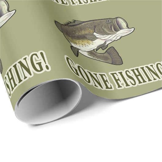 Gegangene Fischerei mit Forellenbarsch Geschenkpapier (Rolleneckpunkt)