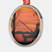 Gegangene Fischerei Ornament Aus Metall (Links)