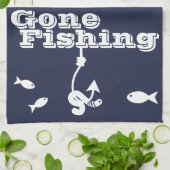 Gegangener Fischerei-Wurm auf Fischerei-Haken u. Geschirrtuch (Gefaltet)