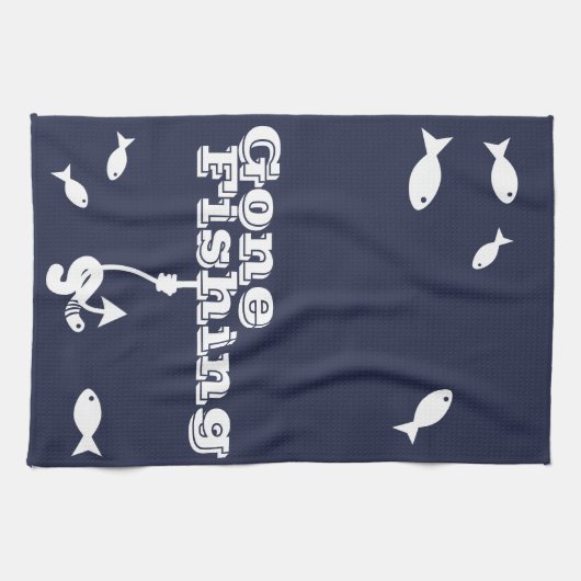 Gegangener Fischerei-Wurm auf Fischerei-Haken u. Geschirrtuch (Horizontal)