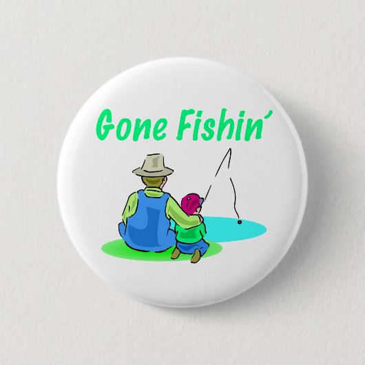 Gegangener Fishin Knopf Button (Vorderseite)