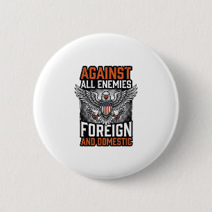 Gegen alle Feinde Patriotischer Adler-Shirt-Design Button