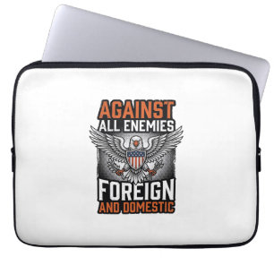 Gegen alle Feinde Patriotischer Adler-Shirt-Design Laptopschutzhülle