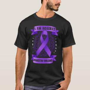 Gegen Gewalt Mandala lila Schleife T-Shirt