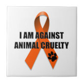 Gegen Tiergrausamkeits-orange Bewusstseins-Band Fliese (Vorderseite)