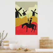 Gegen Windmühlen Don Quixote neigen Poster (Küche)