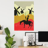 Gegen Windmühlen Don Quixote neigen Poster (Heimbüro)