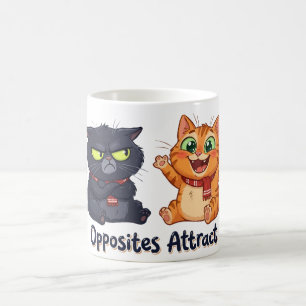 Gegensätze ziehen süße Katzen an Design Kaffeetasse
