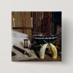 Gegenstände von des 19. Jahrhundertsdesk eines Button