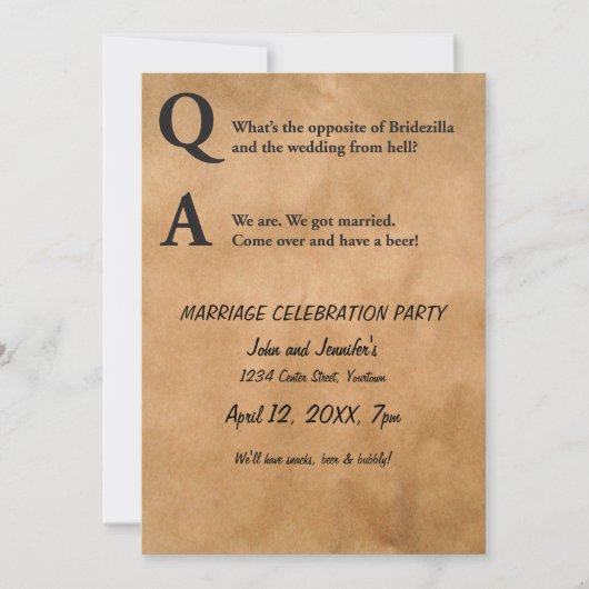 Gegenüber der Bridezilla-Ehe-Party Einladung (Vorderseite)