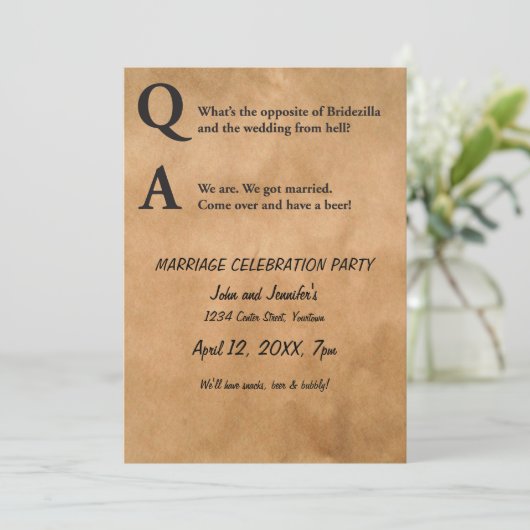 Gegenüber der Bridezilla-Ehe-Party Einladung (Stehend Vorderseite)