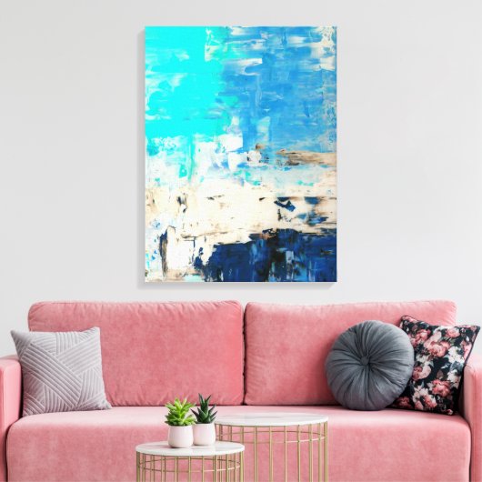 Gegenüber der türkisfarbenen Abstrakten Kunst Leinwanddruck (Insitu (Wohnzimmer))