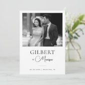 Gegenüber Schriftart Schwarz-weißer Foto QR Code H Save The Date (Stehend Vorderseite)