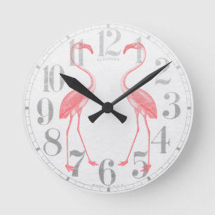 Gegenüberstellen der Flamingos Runde Wanduhr
