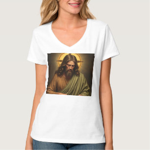 Gegenwärtig das V-Neck Tee Shirt von Jesus Women