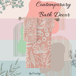 Gegenwärtige Formen Blush Pink und Weiß Handtuch Badhandtuch Set