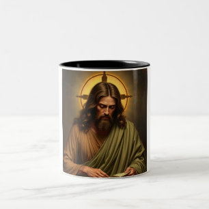 Gegenwärtiger Jesus mit Halo Zweifarbige Tasse