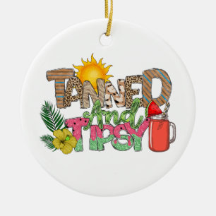 Gegerbt und Tipsy Fun Summer Party Design Keramik Ornament
