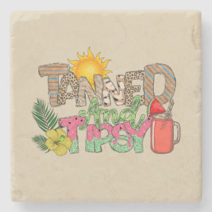 Gegerbt und Tipsy   Fun Summer Party Design Steinuntersetzer