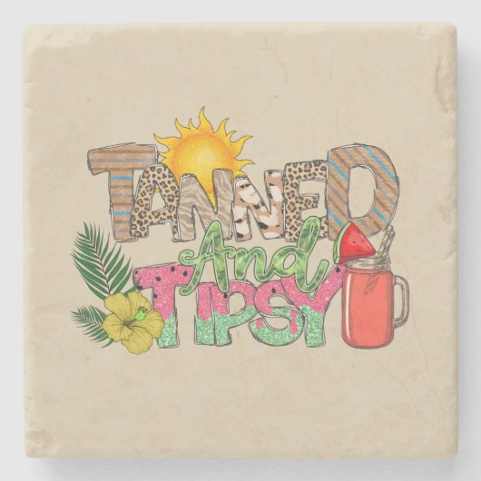 Gegerbt und Tipsy | Fun Summer Party Design Steinuntersetzer (Vorderseite)
