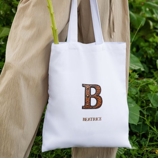 Geglättete Western-Lederinitialen-Monogramm B Tragetasche