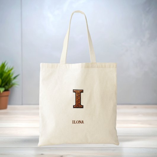 Geglättete Western-Lederinitialen-Monogramm I Tragetasche
