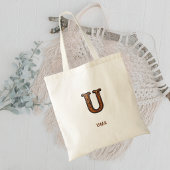 Geglättete Western-Lederinitialen-Monogramm U Tragetasche