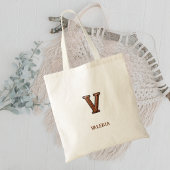 Geglättete Western-Lederinitialen-Monogramm V Tragetasche