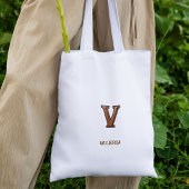 Geglättete Western-Lederinitialen-Monogramm V Tragetasche