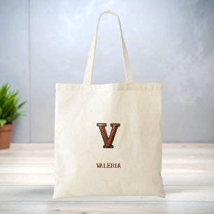 Geglättete Western-Lederinitialen-Monogramm V Tragetasche