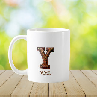 Geglättete westliche Lederinitiale Monogramm Y Kaffeetasse