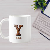 Geglättete westliche Lederinitiale Monogramm Y Kaffeetasse