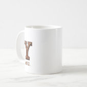 Geglättete westliche Lederinitiale Monogramm Y Kaffeetasse (Vorderseite Links)