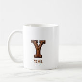 Geglättete westliche Lederinitiale Monogramm Y Kaffeetasse (Links)