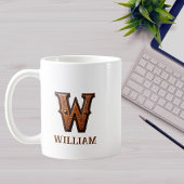 Geglättete westliche Ledermonogramm-W Kaffeetasse
