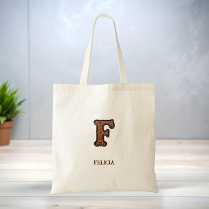 Geglättetes Western-Leder Initial-Monogramm F Tragetasche