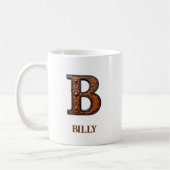 Geglättetes westliches Lederinitial-Monogramm B Kaffeetasse (Links)