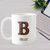 Geglättetes westliches Lederinitial-Monogramm B Kaffeetasse