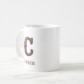 Geglättetes westliches Lederinitial-Monogramm C Kaffeetasse (Vorderseite Links)