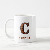 Geglättetes westliches Lederinitial-Monogramm C Kaffeetasse (Links)