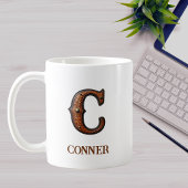 Geglättetes westliches Lederinitial-Monogramm C Kaffeetasse