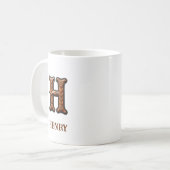 Geglättetes westliches Lederinitial-Monogramm H Kaffeetasse (Vorderseite Links)