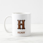 Geglättetes westliches Lederinitial-Monogramm H Kaffeetasse (Links)