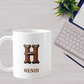 Geglättetes westliches Lederinitial-Monogramm H Kaffeetasse