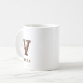 Geglättetes westliches Lederinitial-Monogramm V Kaffeetasse (Vorderseite Links)