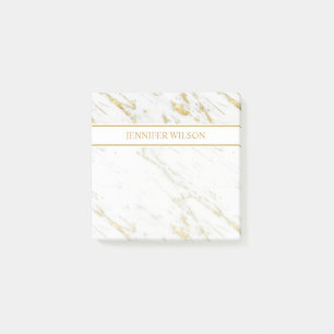Geglitzerter weißer Marmor mit goldenen Flecken Post-it Klebezettel