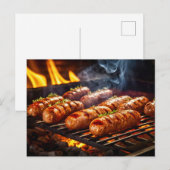 Gegrillte Bratwurst-Würstchen BBQ Postkarte (Vorne/Hinten)