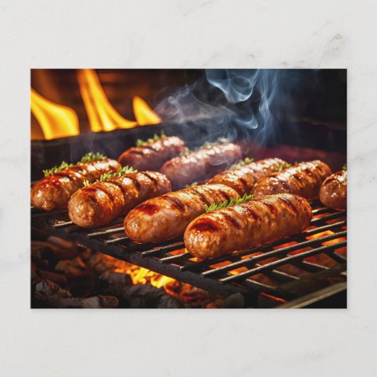 Gegrillte Bratwurst-Würstchen BBQ Postkarte (Vorderseite)