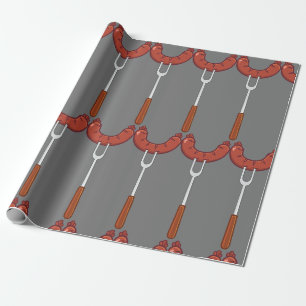 Gegrillte Wurst auf BBQ-Gabel Geschenkpapier