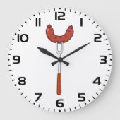 Gegrillte Wurst auf BBQ-Gabel Große Wanduhr (Vorderseite)